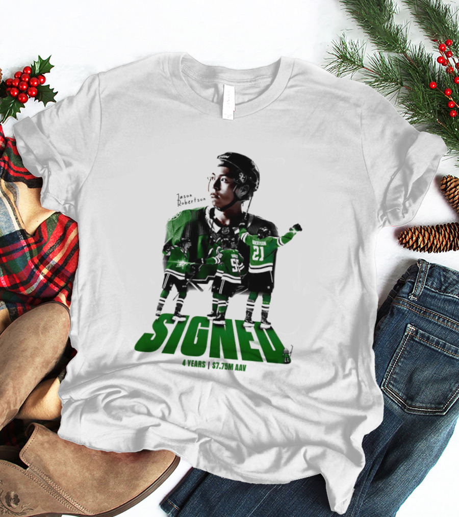 Jason Robertson Signed Dallas Stars 4 Years $7.75M AAV Contract T-Shirt