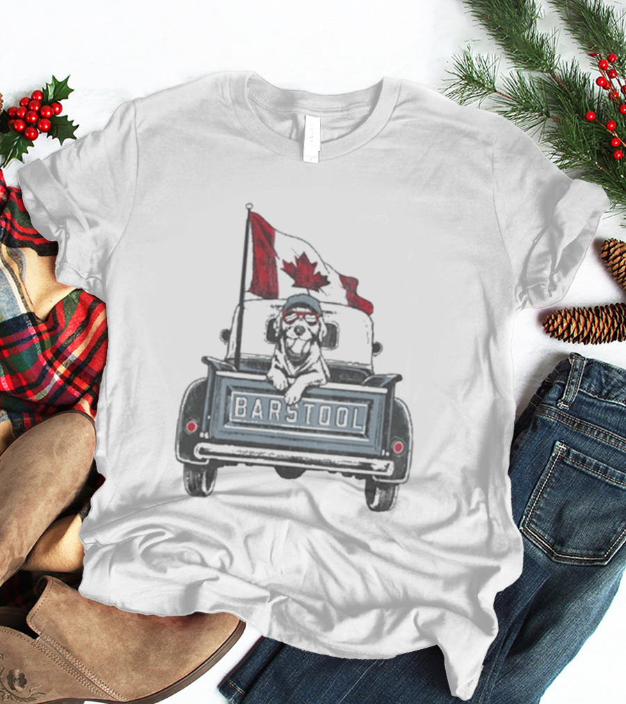 Barstool Truck Life Canadian Flag Dog T-Shirt