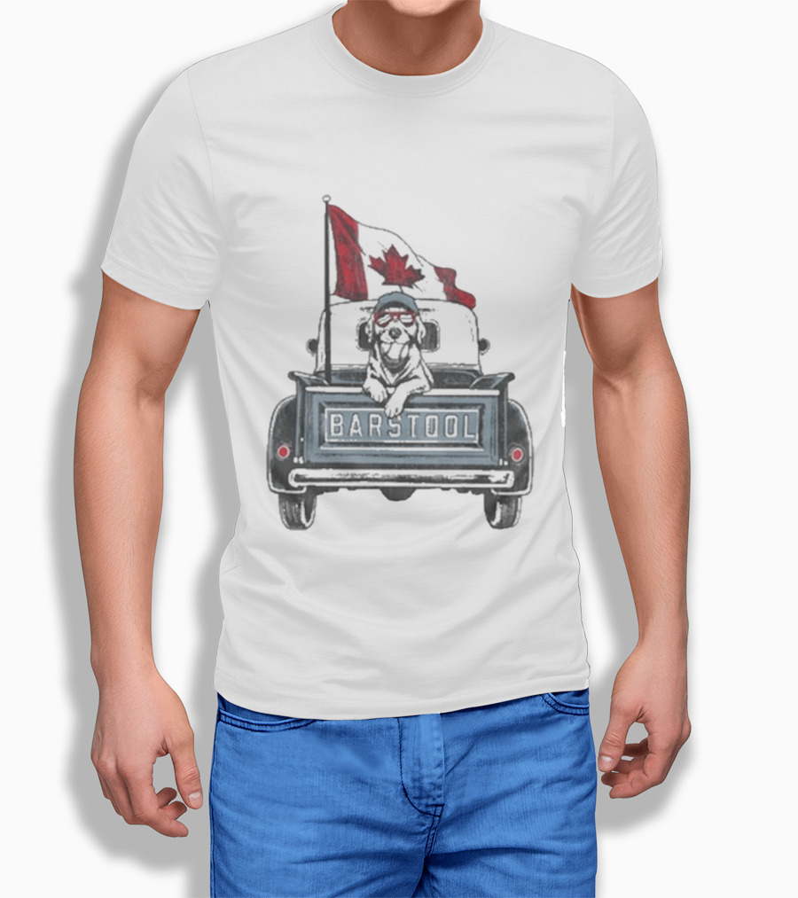 Barstool Truck Life Canadian Flag Dog T-Shirt
