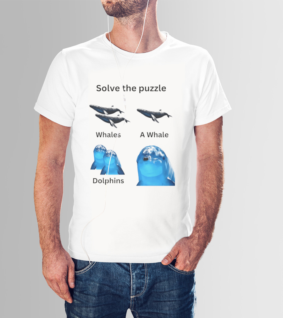 Solve The Puzzle Whales A Whale Dolphins Wordplay T-Shirt