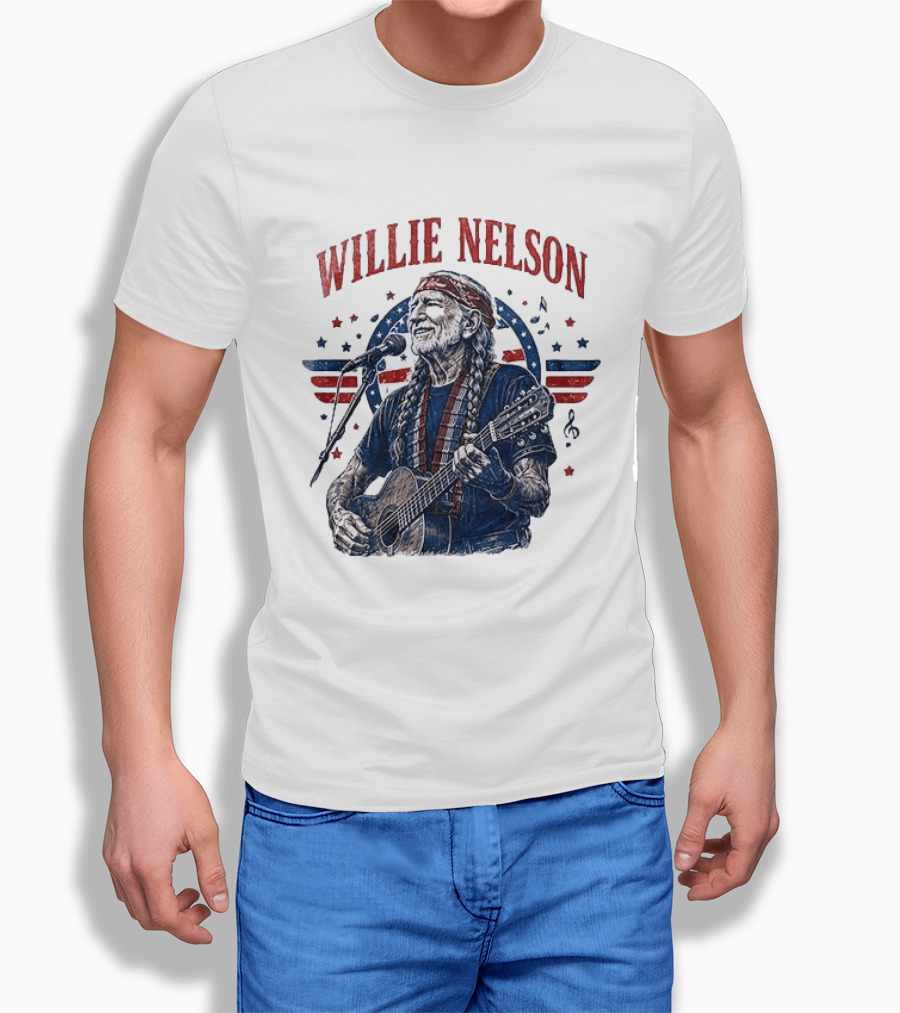 Willie Nelson America The Queen Of Country 250 Years Of Freedom USA Flag Guitar And Microphone T-Shirt
