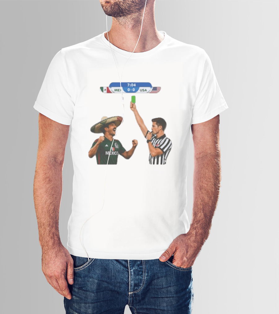 Mexico USA Soccer Rivalry Green Card Referee Moment T-Shirt