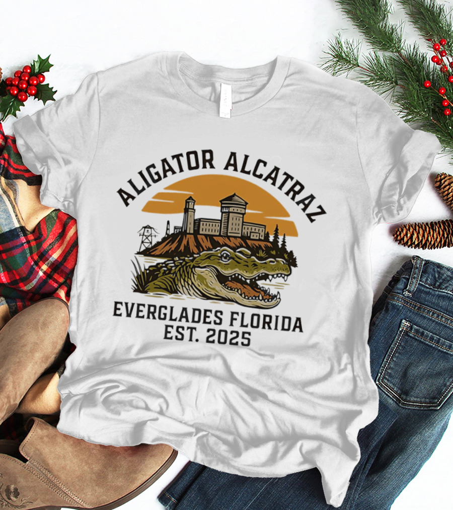 Aligator Alcatraz Everglades Florida Est 2025 T-Shirt