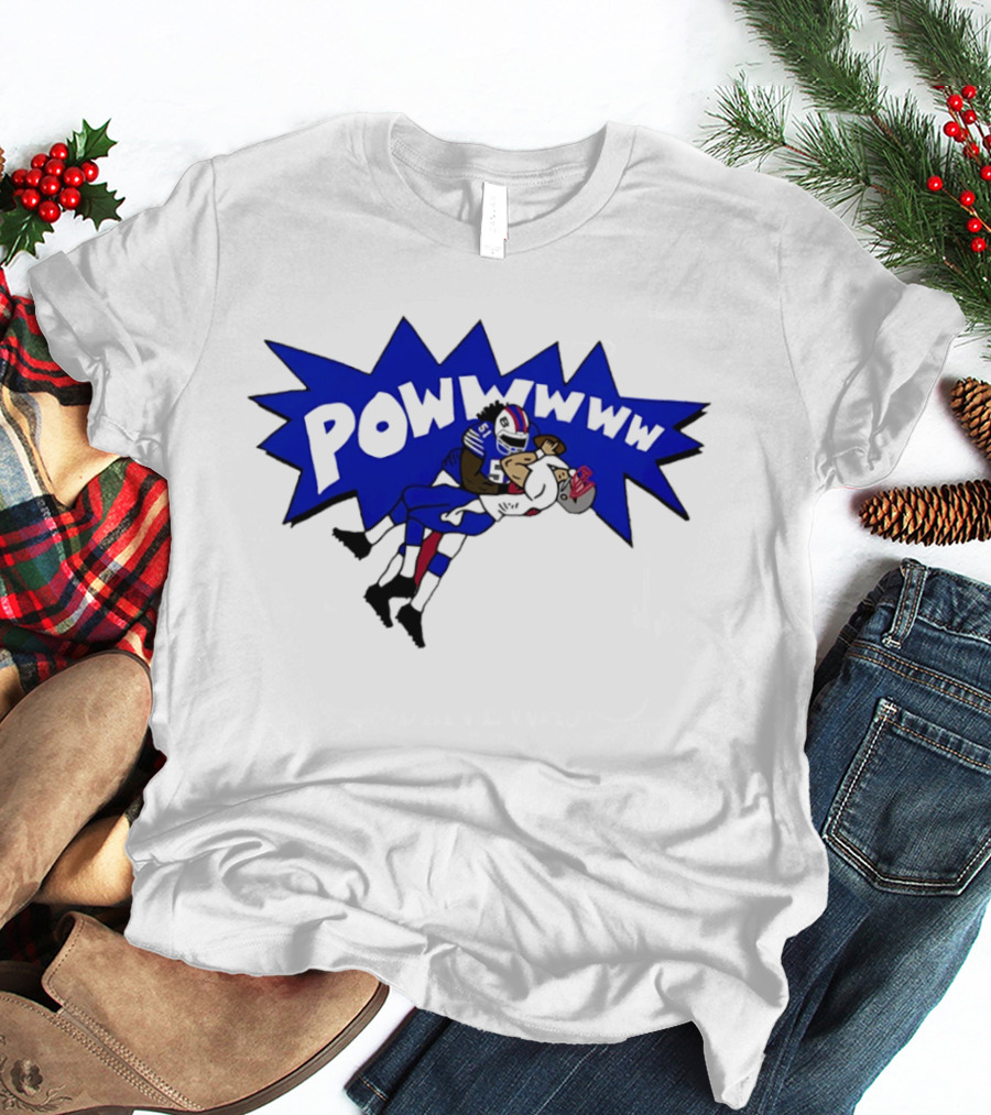 POWWWWW Buffalo Bills Football Tackle Action T-Shirt