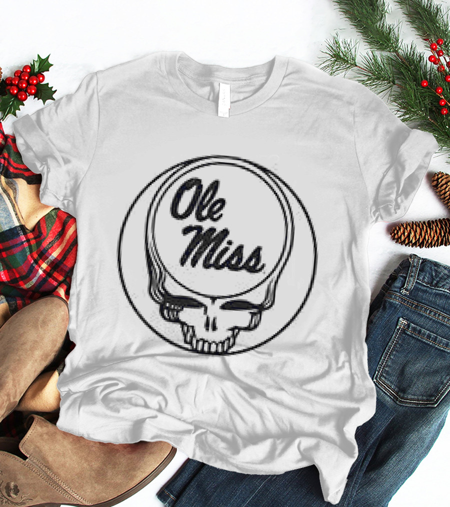 Grateful Dead Ole Miss Rebels Basketball Collaboration Skull T-Shirt