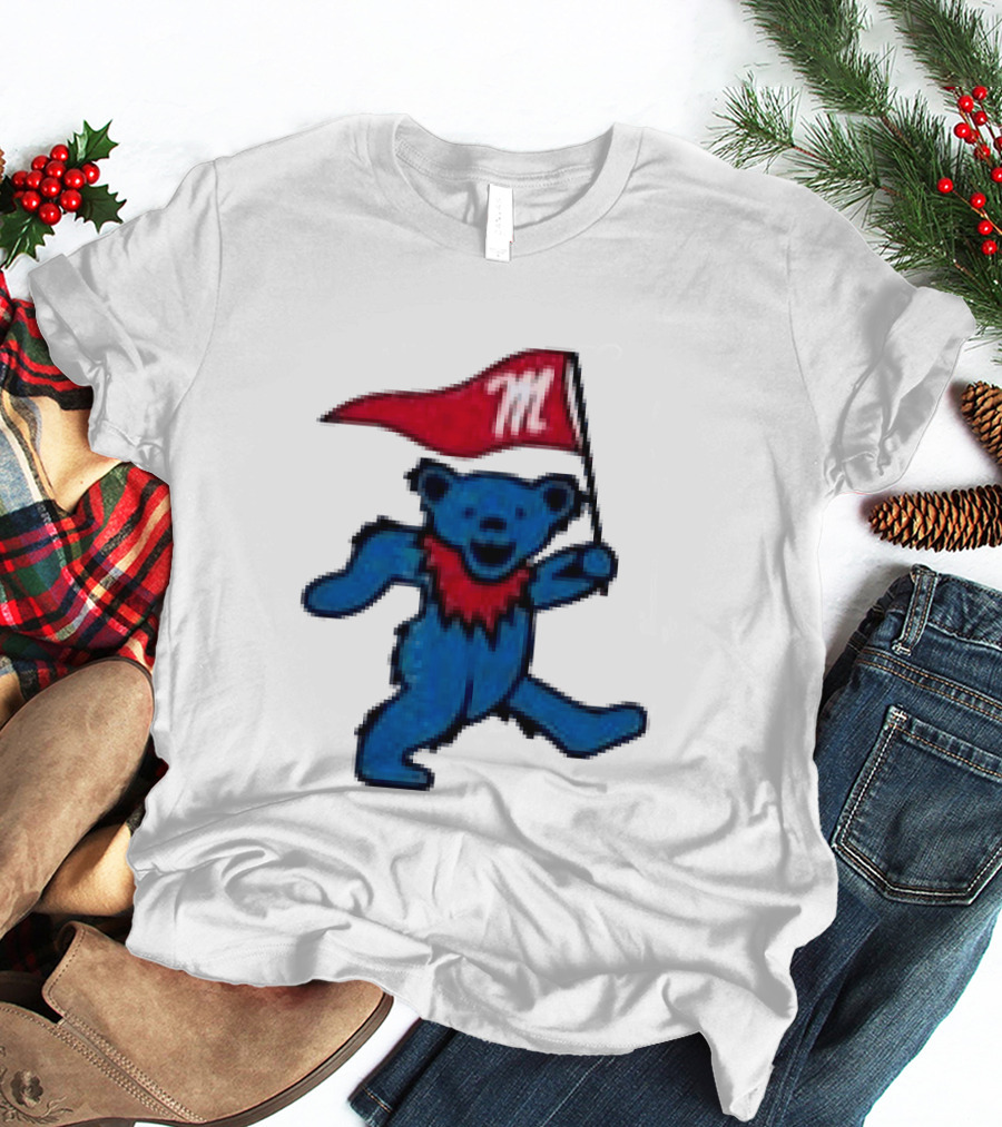 Grateful Dead Ole Miss Rebels Bears M Flag T-Shirt