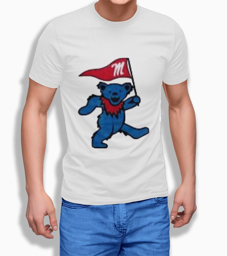 Grateful Dead Ole Miss Rebels Bears M Flag T-Shirt