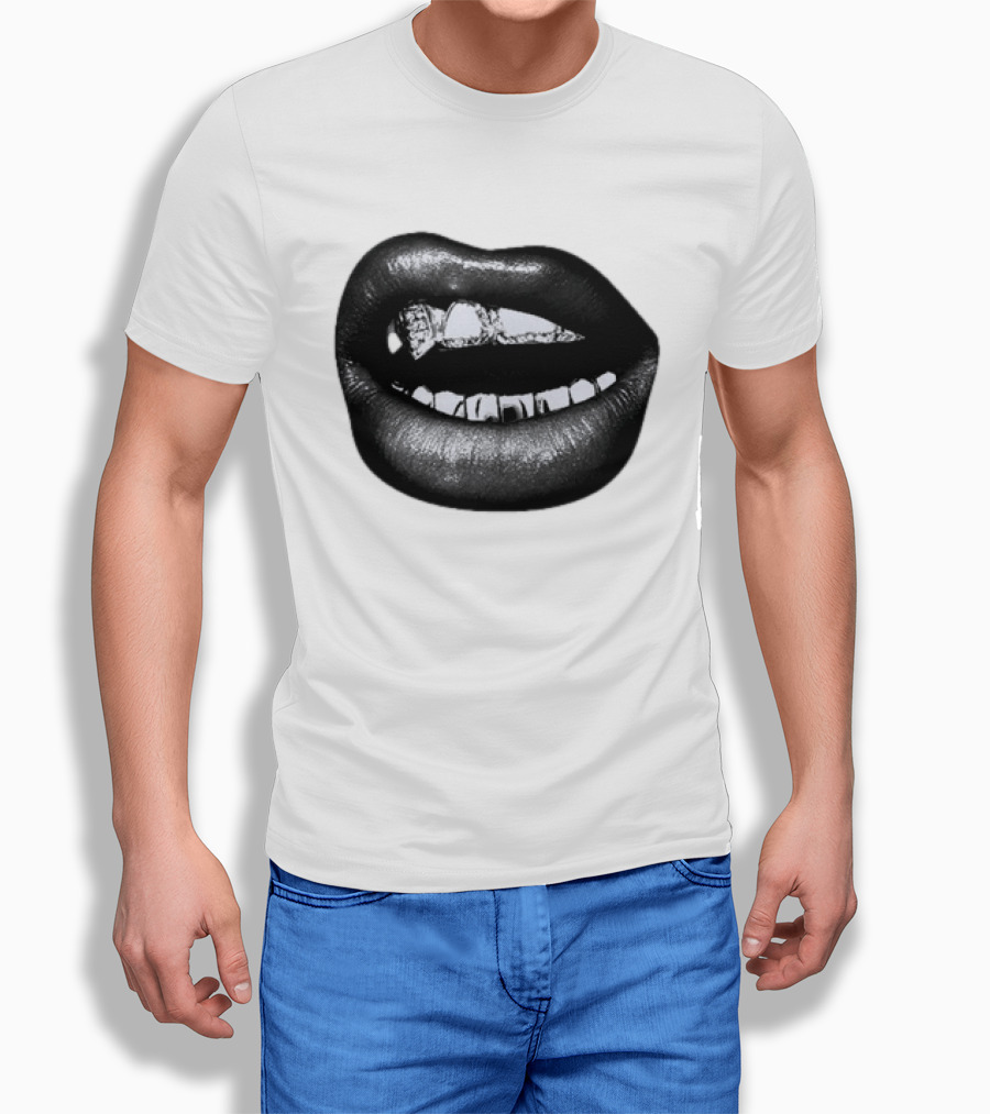 Dallas Cowboys Cheerleaders Black & White Lips Kevin Ozowski T-Shirt
