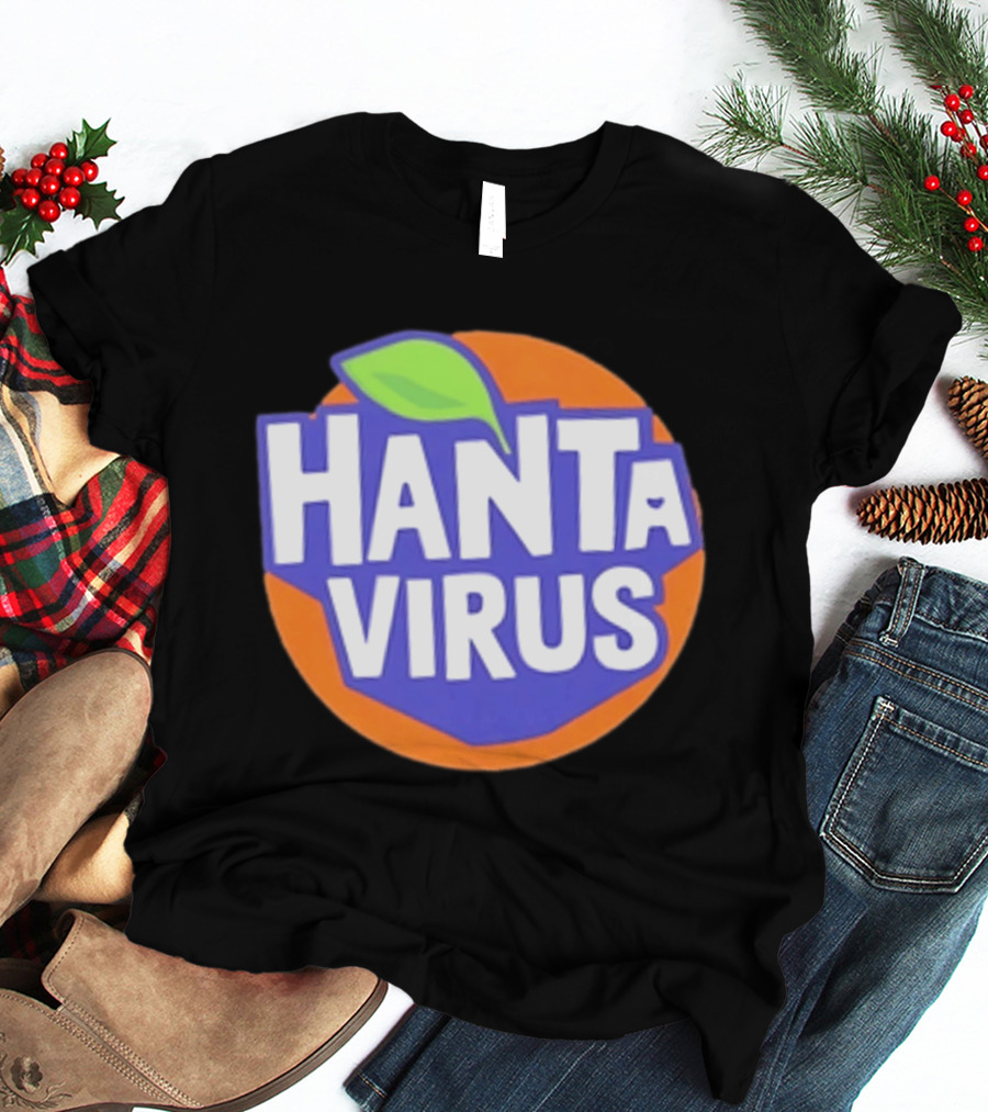 Hanta Virus Fanta Orange Circle With Green Leaf T-Shirt