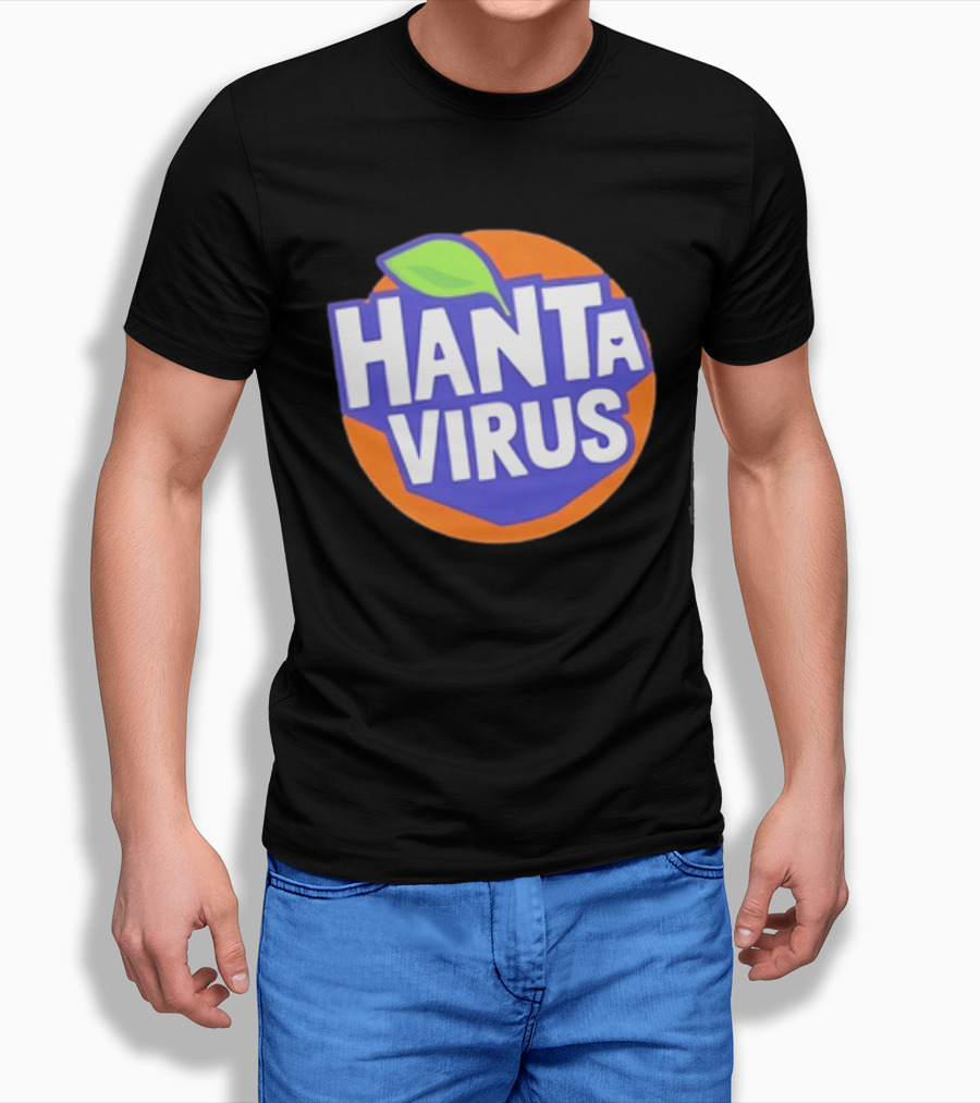 Hanta Virus Fanta Orange Circle With Green Leaf T-Shirt