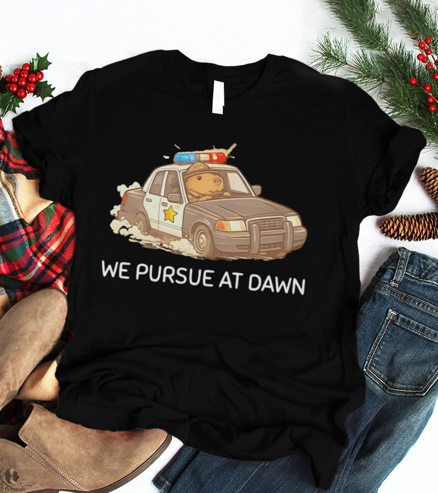 Capybara Police Car We Pursue At Dawn T-Shirt