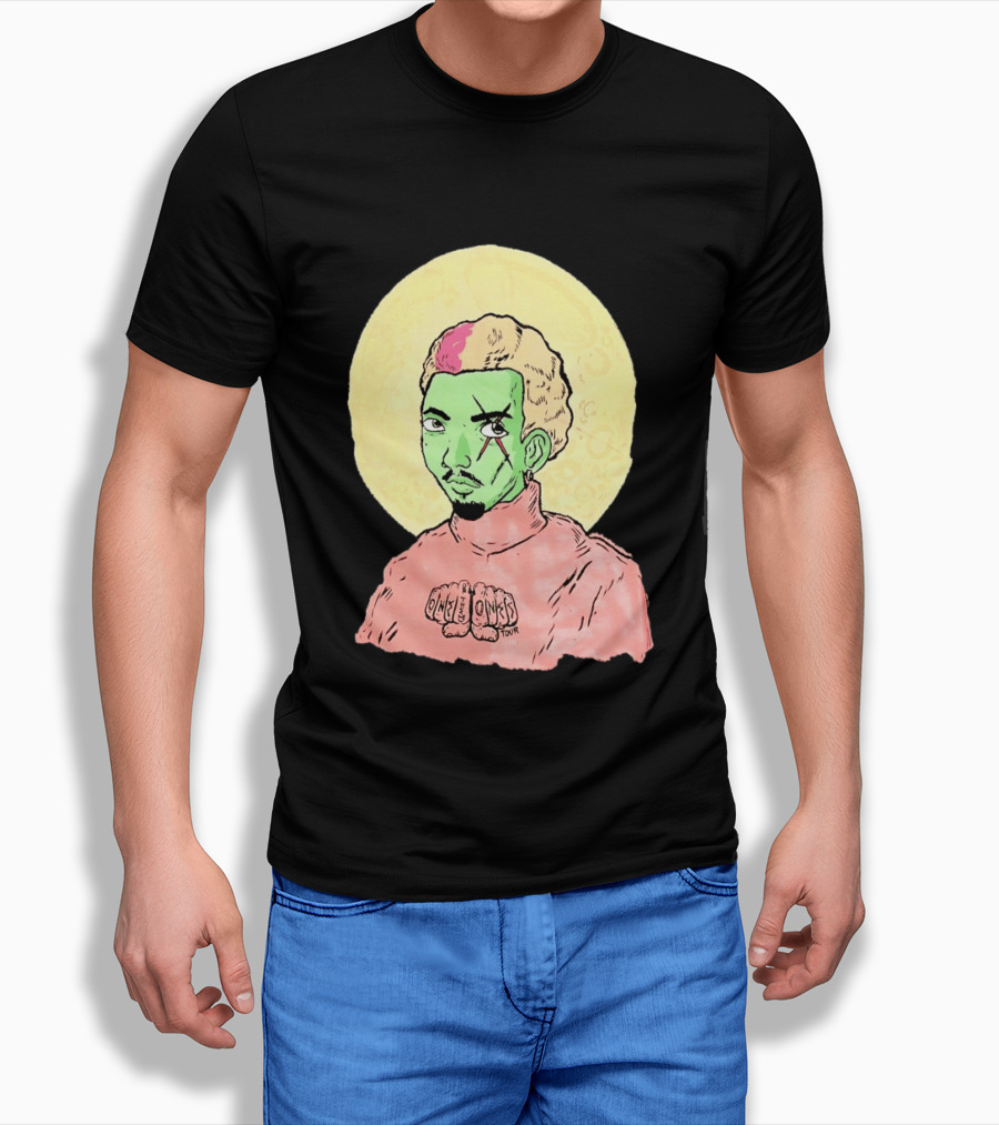 Chris Brown One Of Them Ones Tour 2026 Green Face Pink Hair Halo T-Shirt