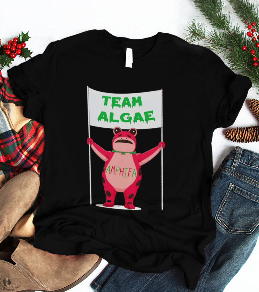 Team Algae Amphifa Frog Holding Banner T-Shirt