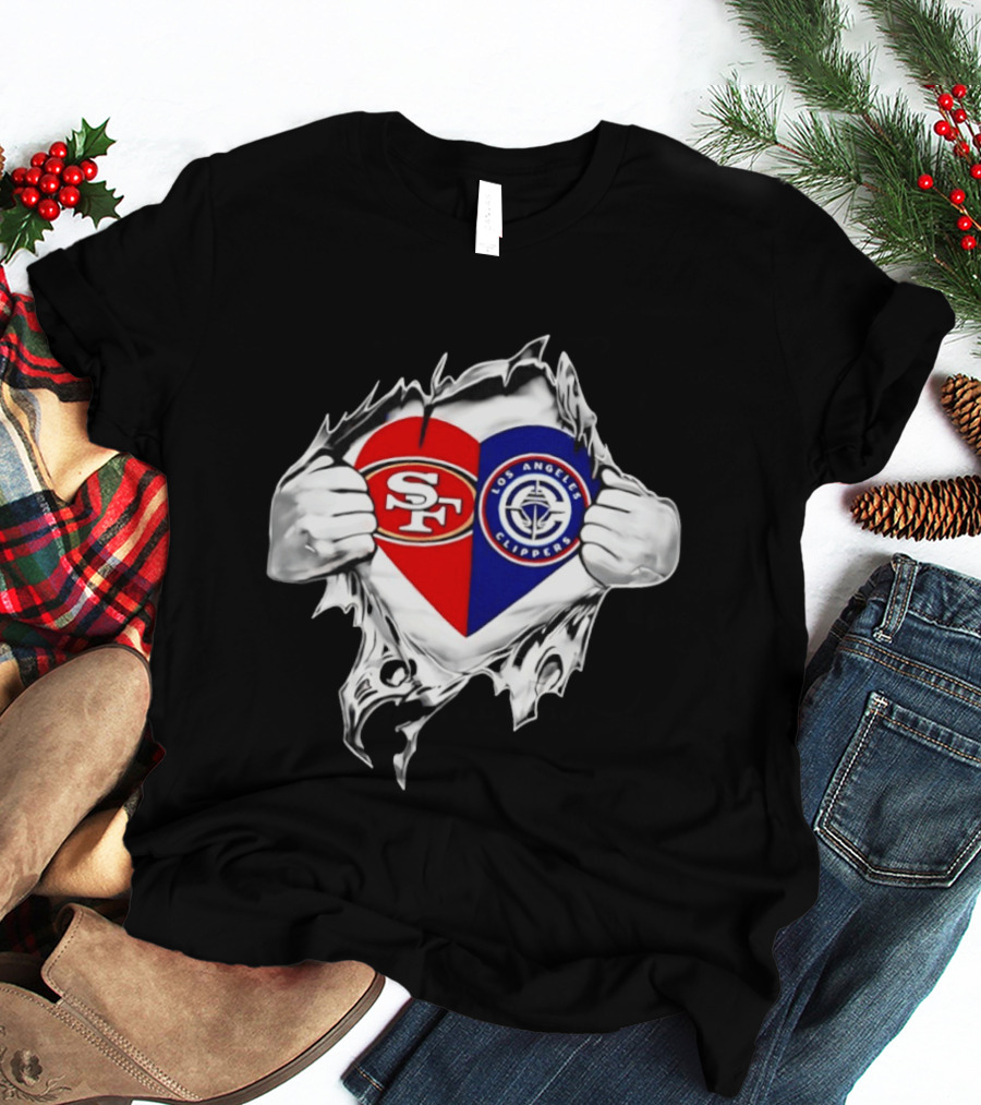 LA Clippers San Francisco 49ers Heart Scratch Dual T-Shirt