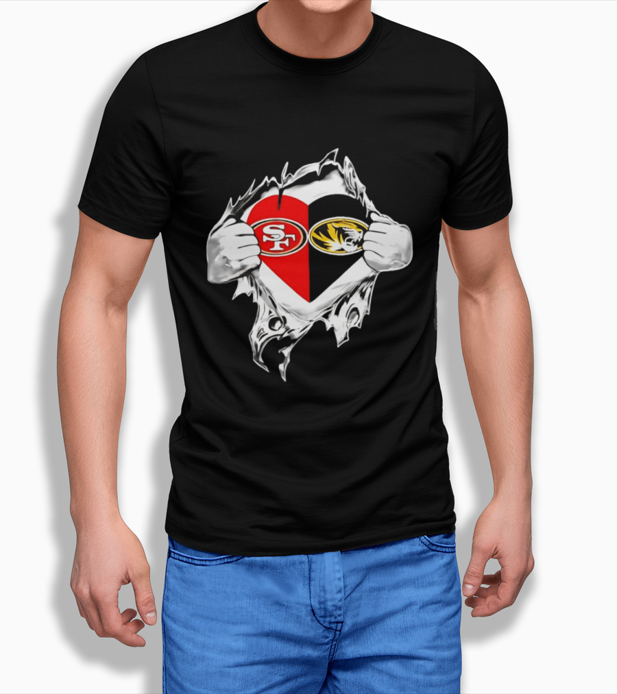 Missouri Tigers San Francisco 49ers Heart Logo Fan Passion T-Shirt