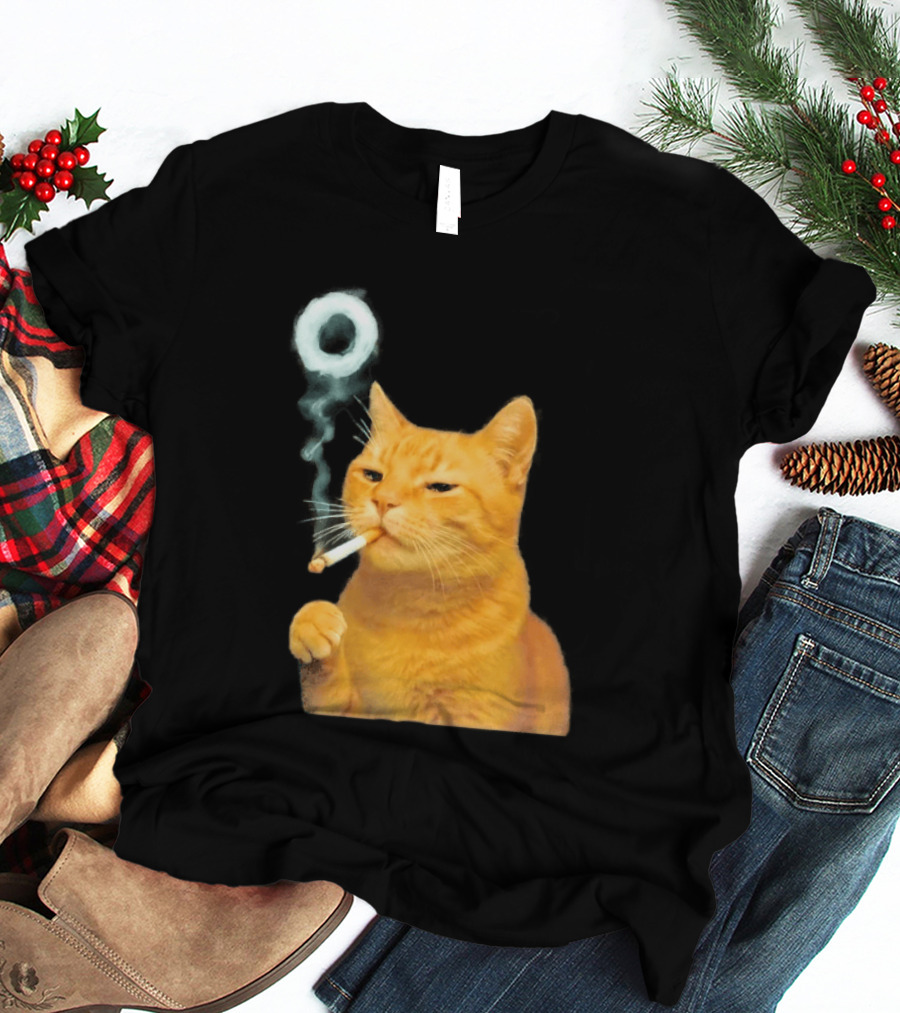 Smoking Cat With Cigarette And Smoke Ring T-Shirt