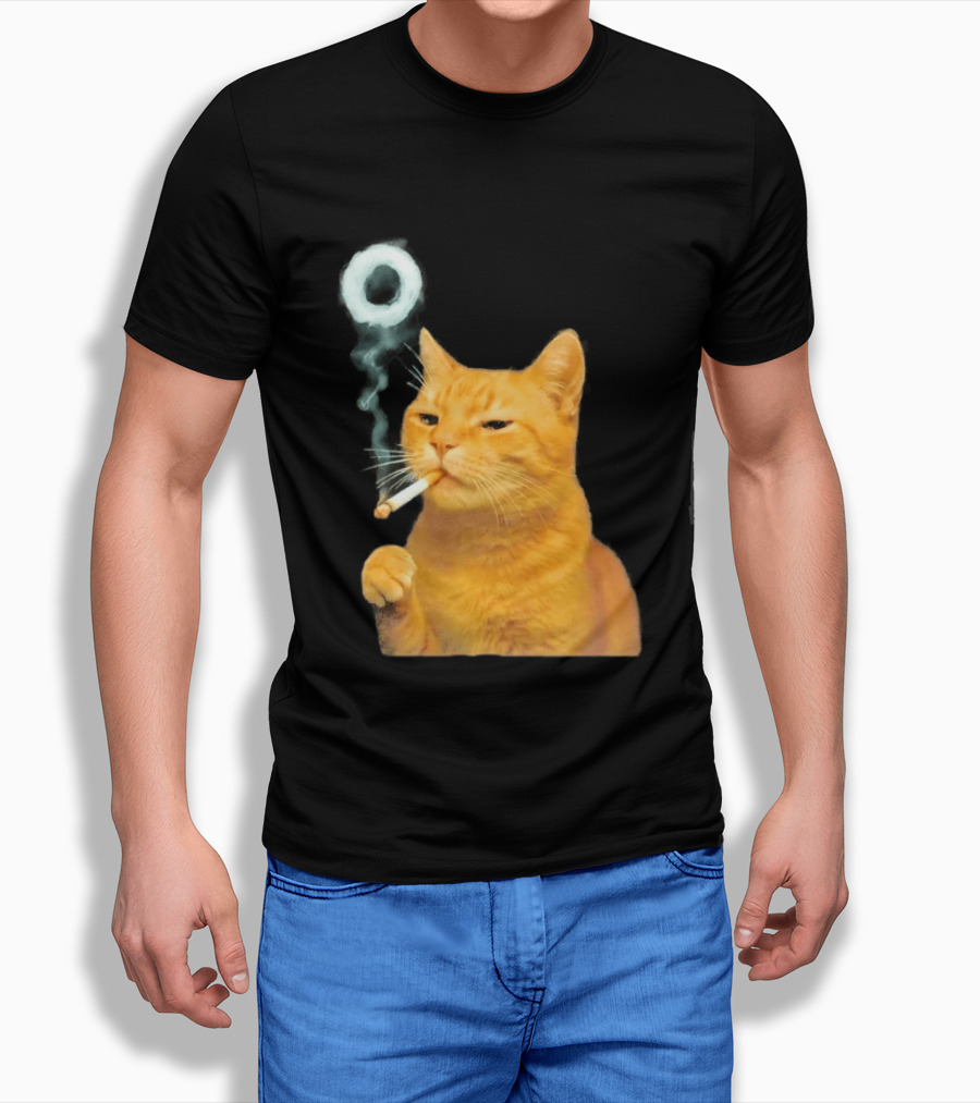 Smoking Cat With Cigarette And Smoke Ring T-Shirt