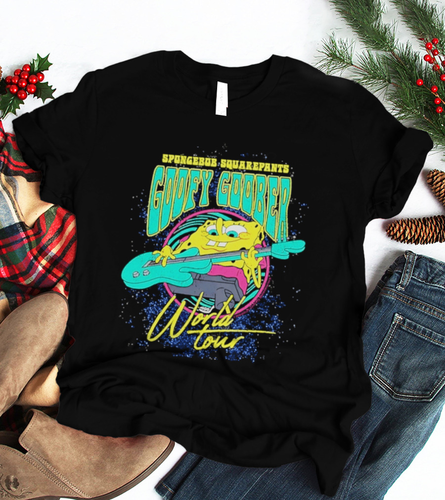 Sponge SquarePants Goofy Goober World Tour Rocking Out With Guitar T-Shirt