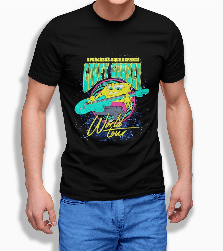 Sponge SquarePants Goofy Goober World Tour Rocking Out With Guitar T-Shirt