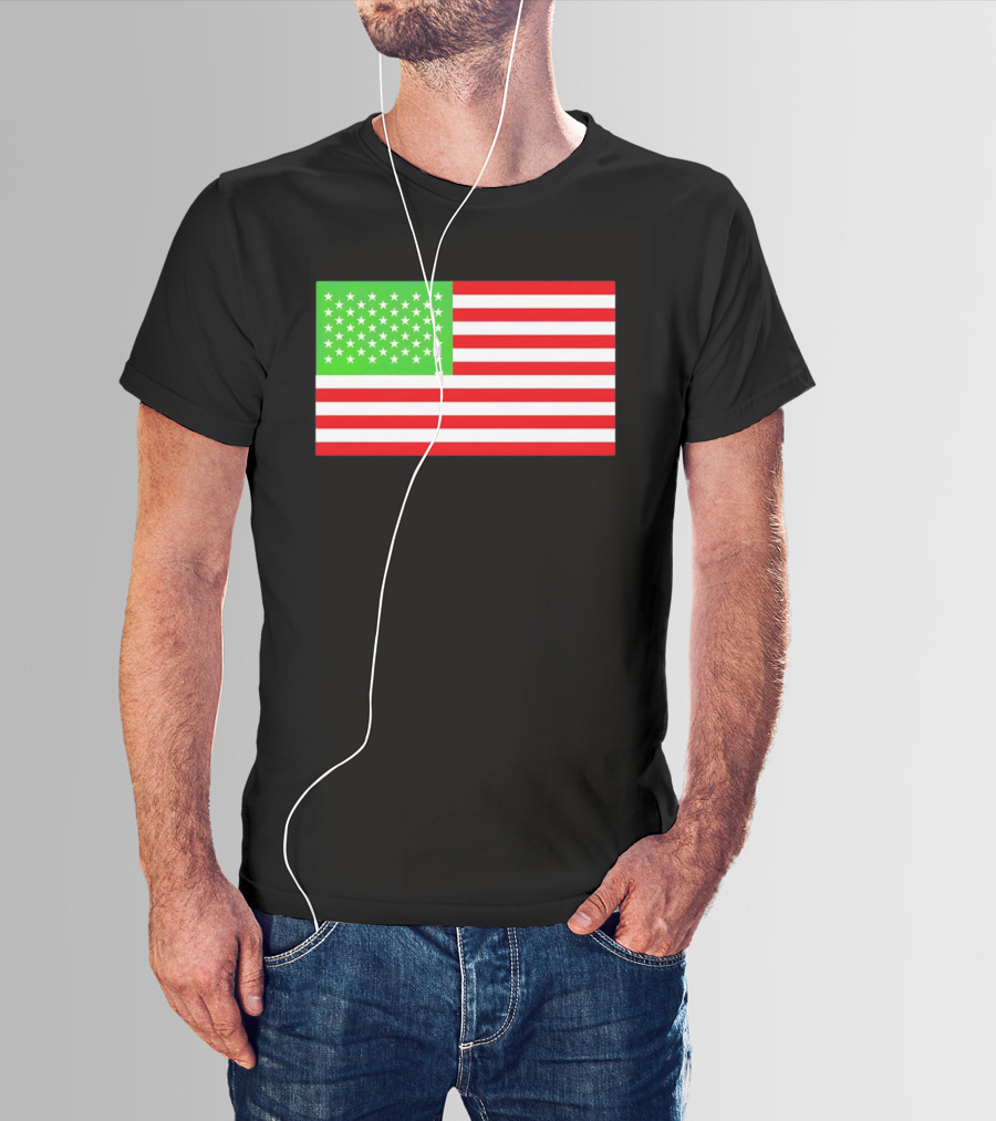 Team Algae Reflecting Pond Green Stars United States National Flag USA 4th Of July T-Shirt