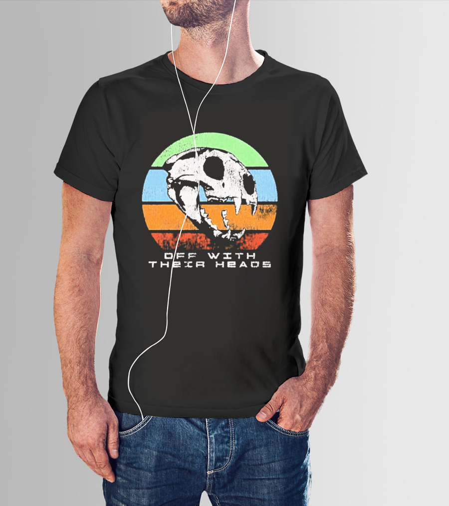 Off With Their Heads Skull Rainbow Stripes T-Shirt