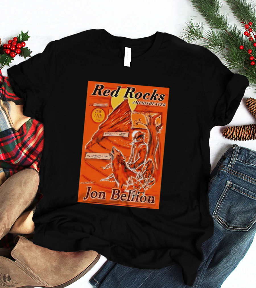 Red Rocks Amphitheater Jon Bellion Concert June 11th 2026 Cowboy And Wolf In Wild West Morrison Colorado T-Shirt