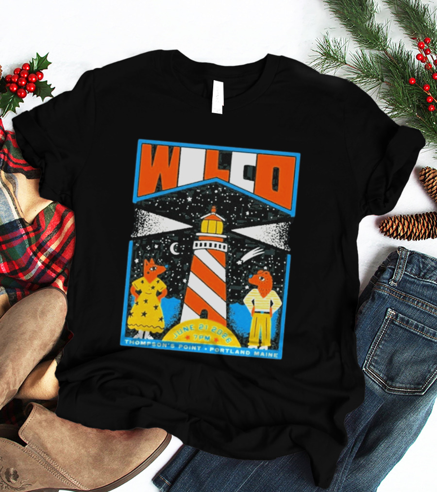 Wilco June 21 2026 Thompson's Point Portland Maine Lighthouse Concert Tour T-Shirt