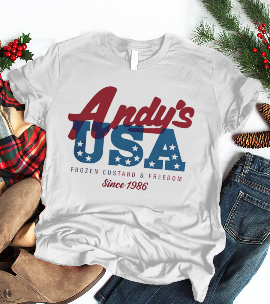 Andy's USA Frozen Custard And Freedom Patriotic Stars Since 1986 T-Shirt