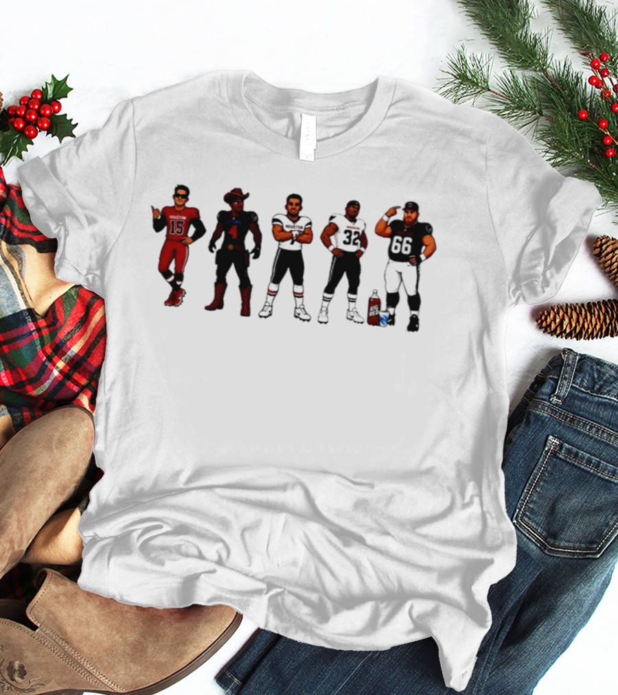 Houston Texans Football Players In 8 Bit Style Gaming T-Shirt