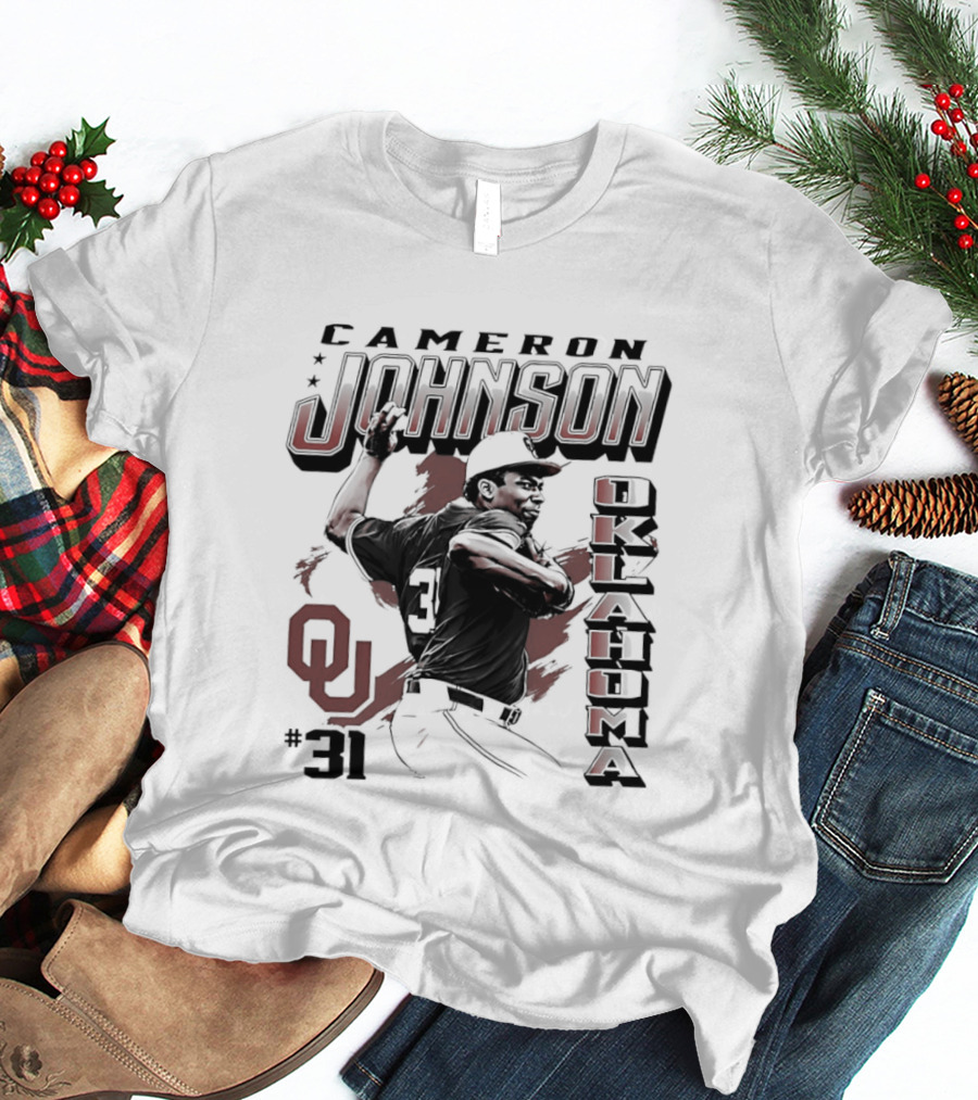 Cameron Johnson 31 Oklahoma Sooners Pitcher OU Baseball T-Shirt