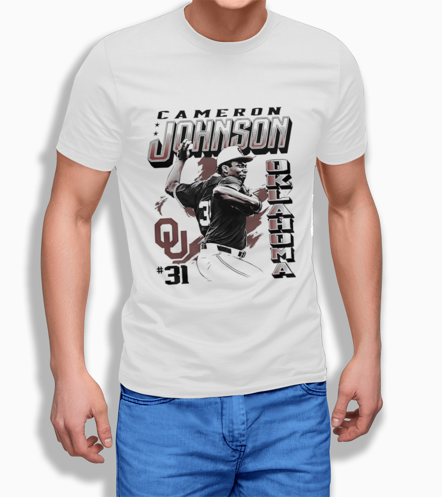 Cameron Johnson 31 Oklahoma Sooners Pitcher OU Baseball T-Shirt