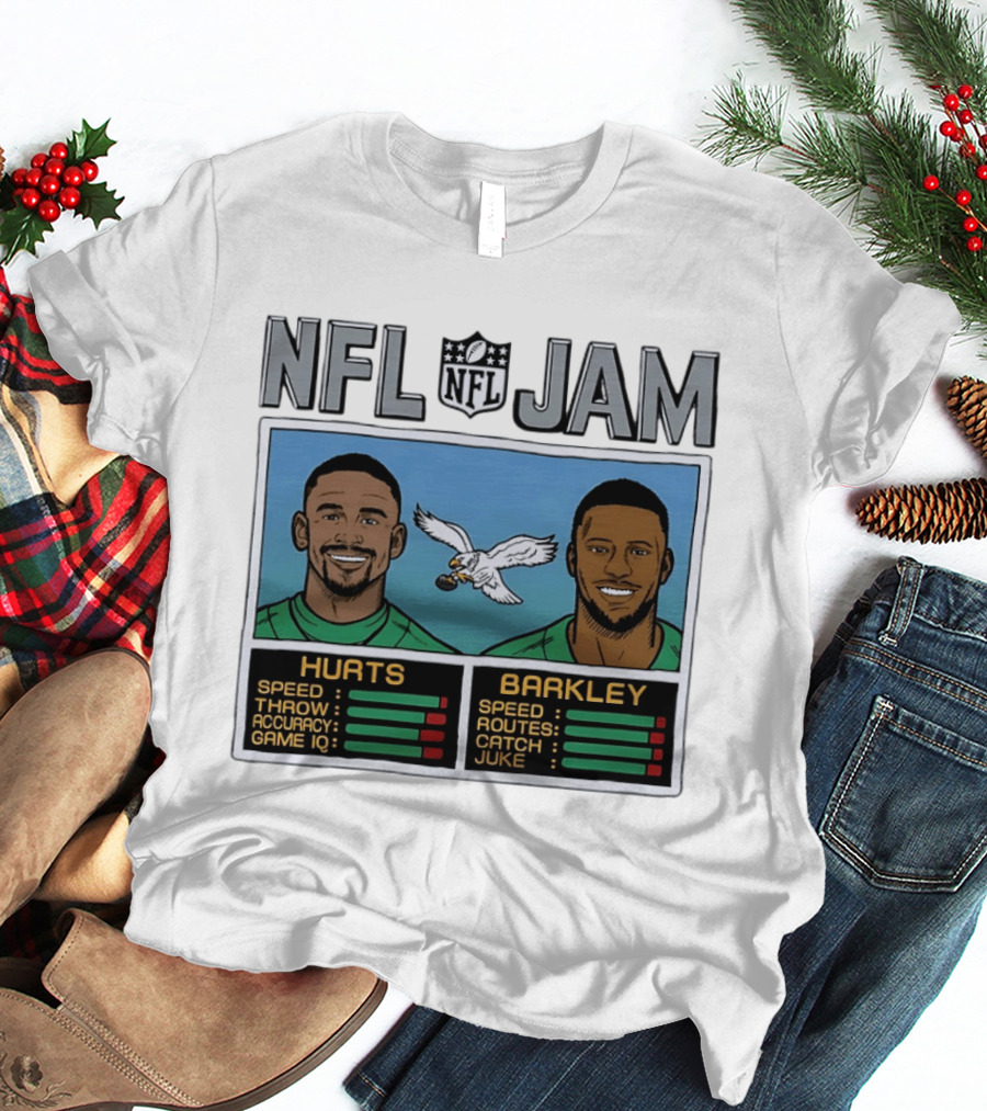NFL Jam Jalen Hurts Saquon Barkley Philadelphia Eagles Video Game T-Shirt