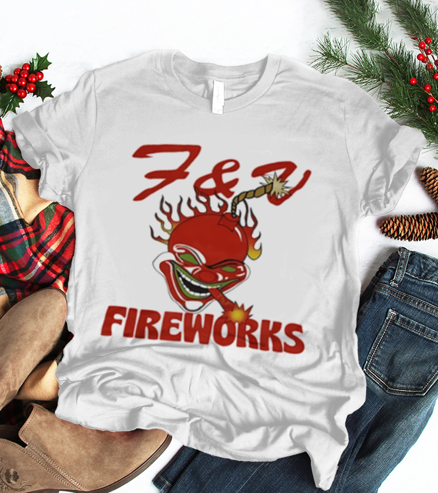 F And V Fireworks Explosive Red Joker Face With Lit Fuse T-Shirt