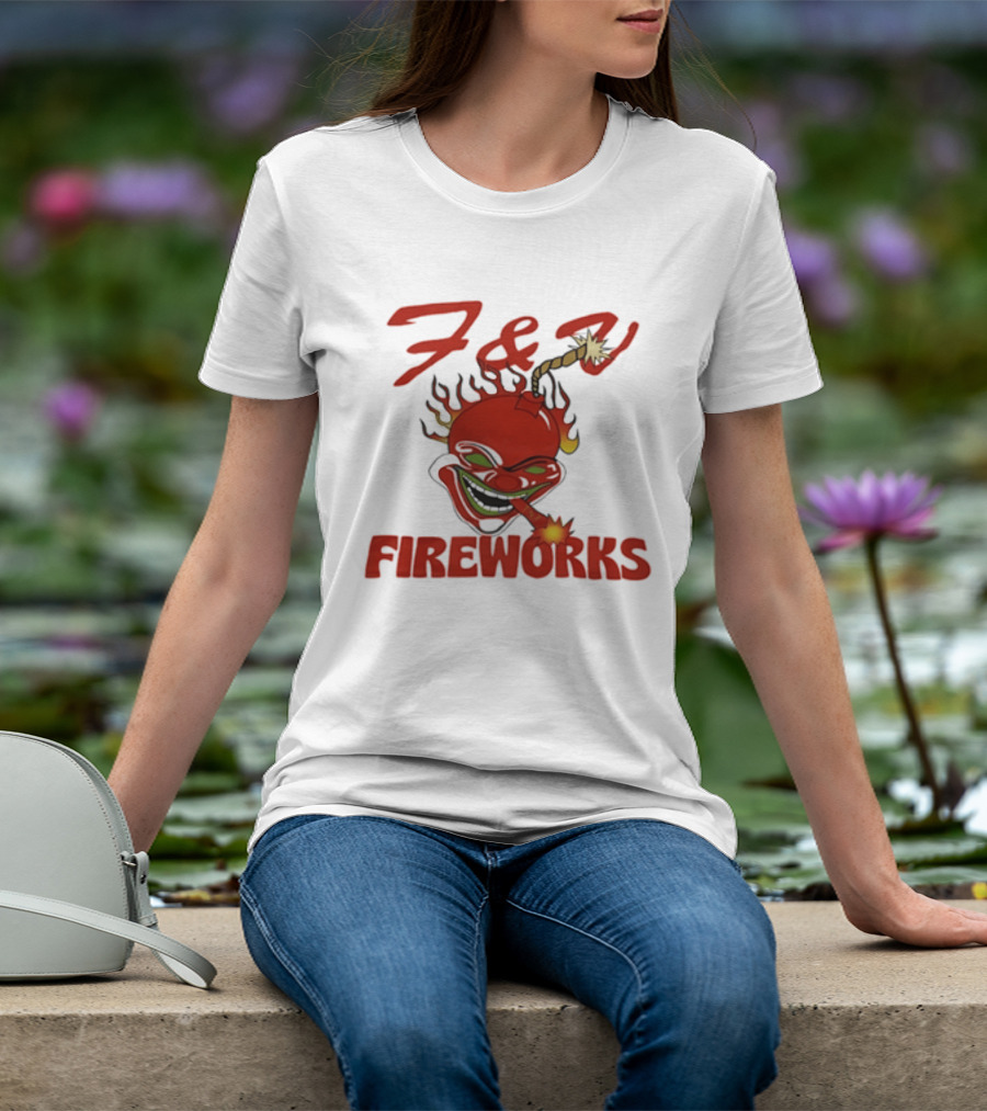 F And V Fireworks Explosive Red Joker Face With Lit Fuse T-Shirt
