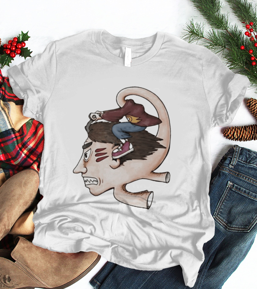 Man Riding His Own Head Retro Surreal Art Rider T-Shirt