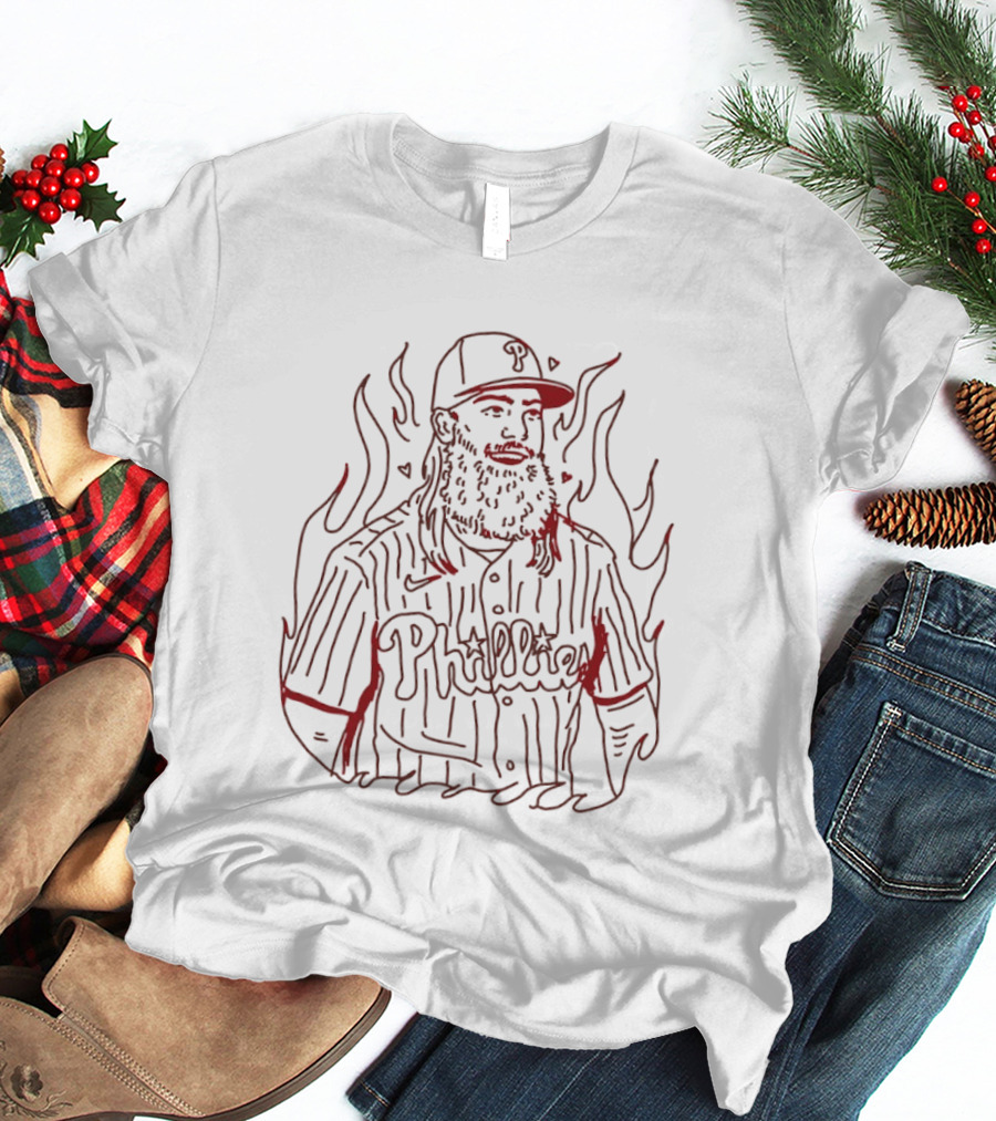 Philadelphia Phillies Brandon Marsh Fiery Sketch T-Shirt
