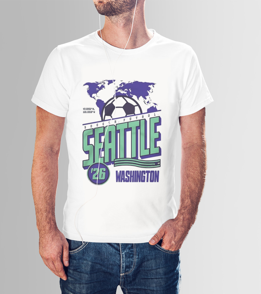 Seattle Washington Soccer Futbol 2026 World's Game T-Shirt