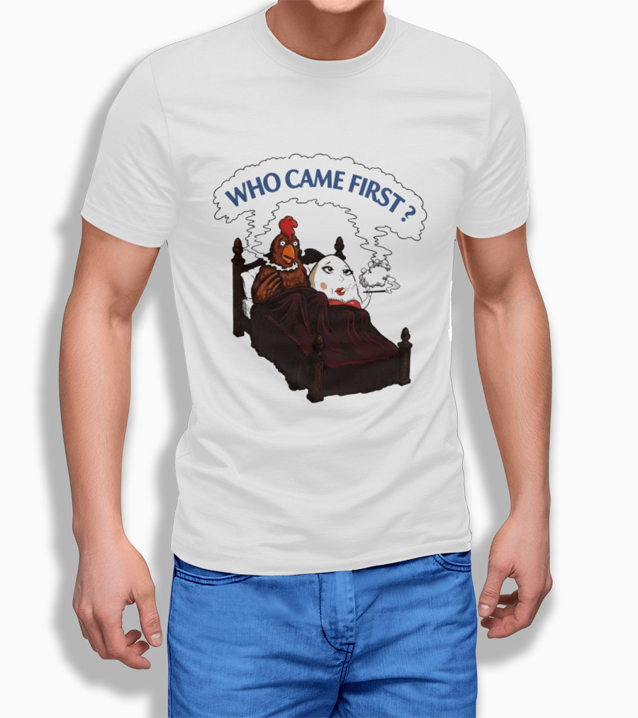 Who Came First Chicken And Egg Smoking Adult Meme Bed T-Shirt