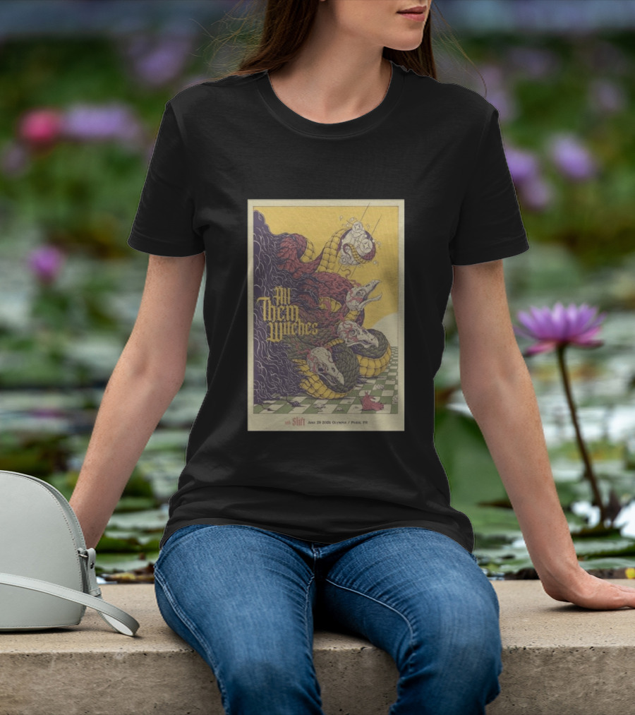 All Them Witches Slift June 29 2026 Olympia Paris FR Serpent Creature Checkerboard T-Shirt