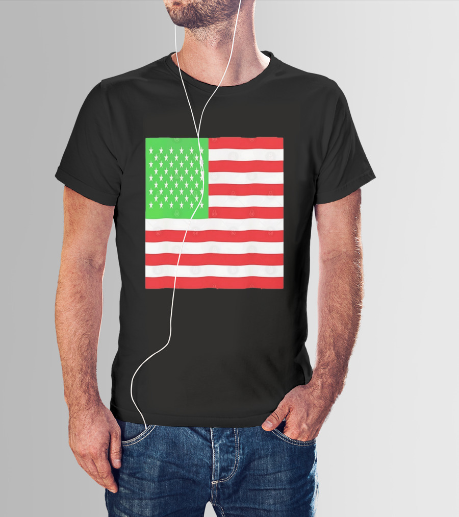 American Flag Green And Red Color Variant Stars And Stripes T-Shirt