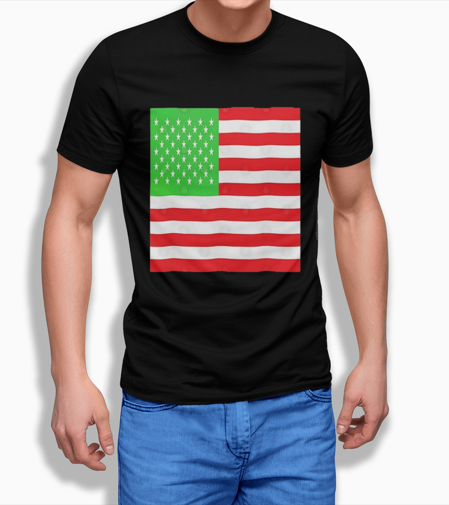 American Flag Green And Red Color Variant Stars And Stripes T-Shirt