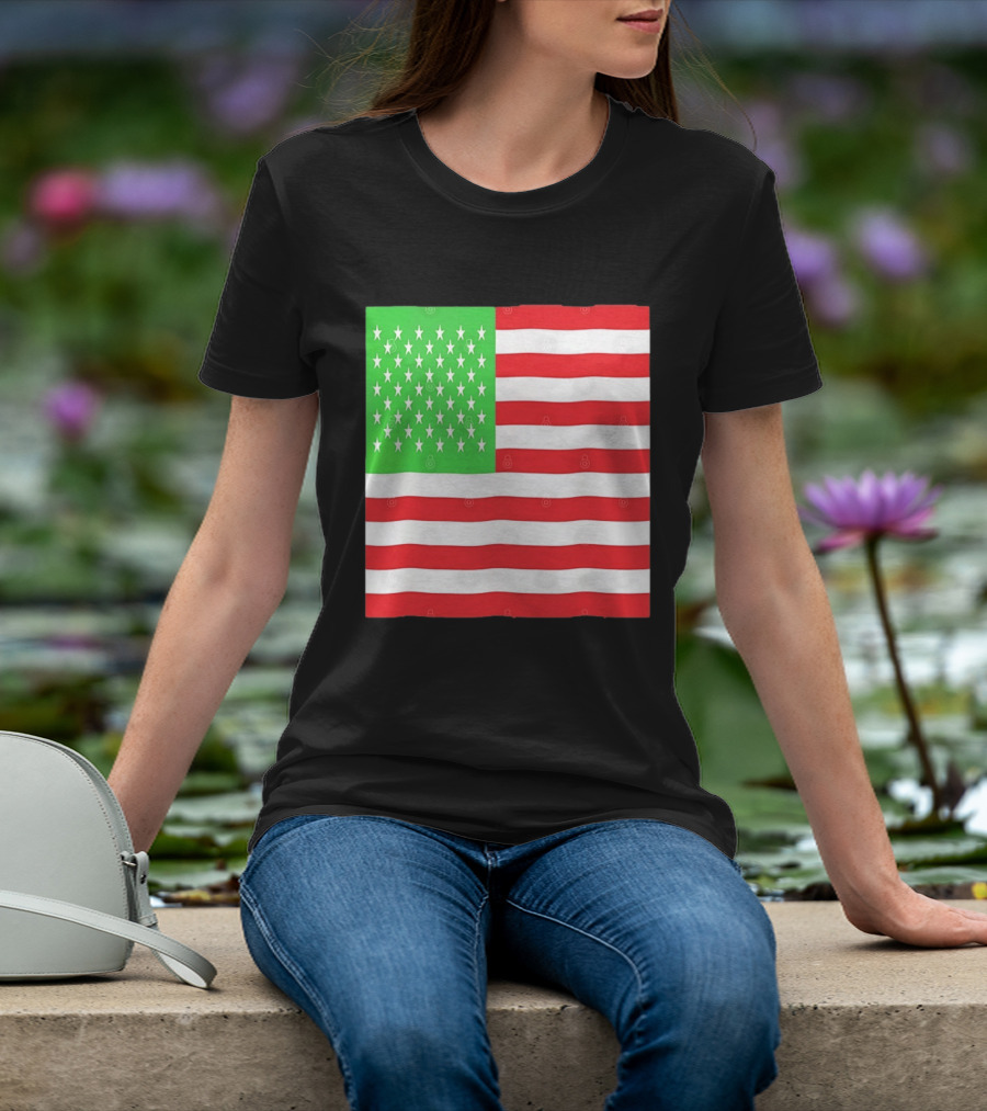 American Flag Green And Red Color Variant Stars And Stripes T-Shirt