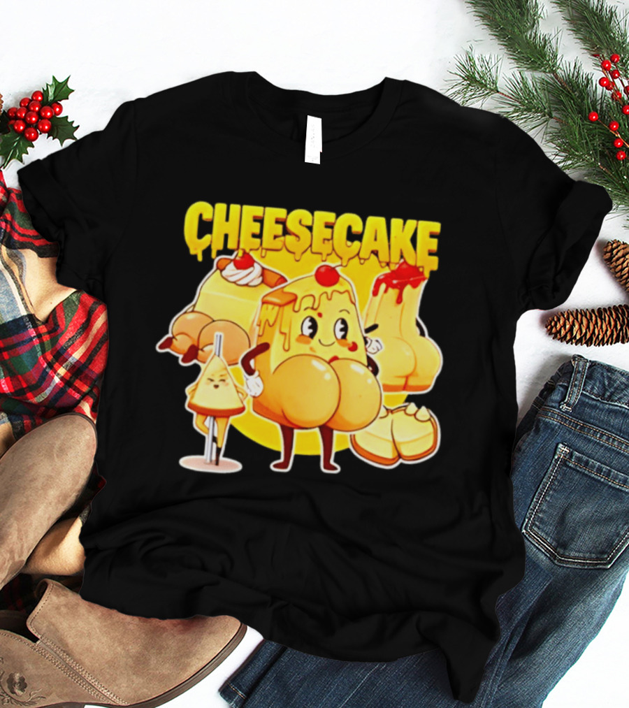 Cheesecake Delicious Cartoon Characters With Cherry And Whipped Cream T-Shirt