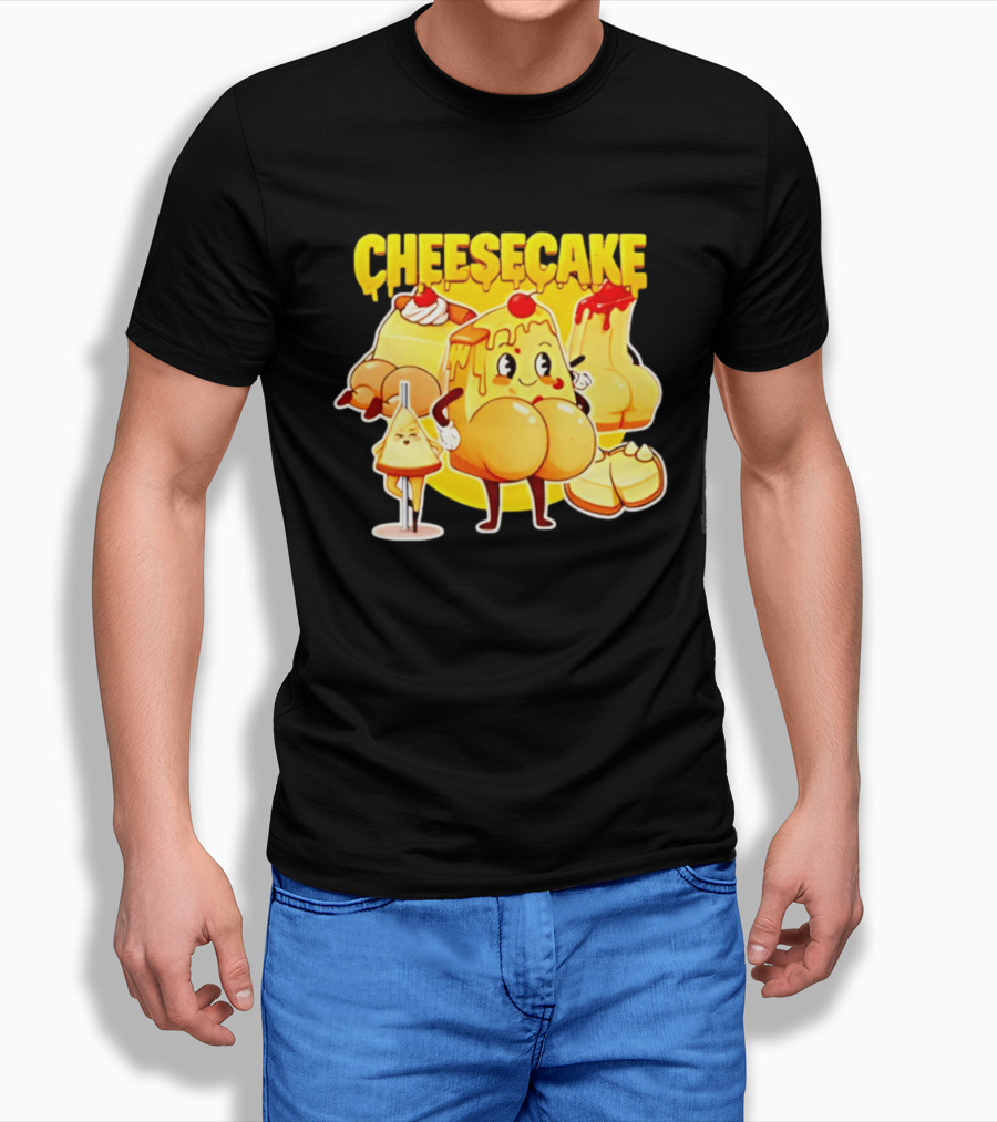 Cheesecake Delicious Cartoon Characters With Cherry And Whipped Cream T-Shirt