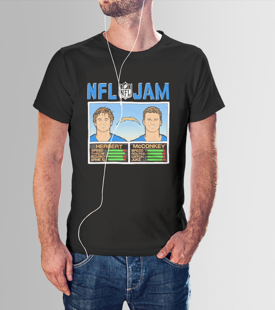 NFL Jam Herbert McConkey Los Angeles Chargers Football T-Shirt