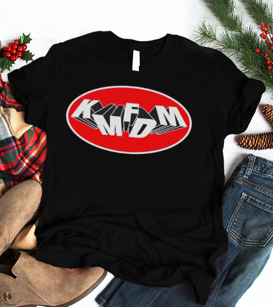 KMFDM Mass Shooting Bold Red Oval T-Shirt