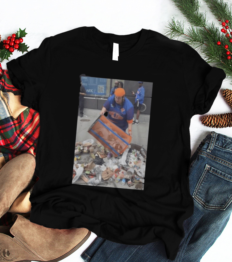 Knicks Dei Angie Trashcan Cleanup Team Fan Spirit Trash Pile T-Shirt
