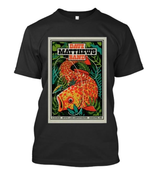 Dave Matthews Band Mystic Lake Amphitheater Shakopee MN June 23 2026 Fish And Leaf T-Shirt