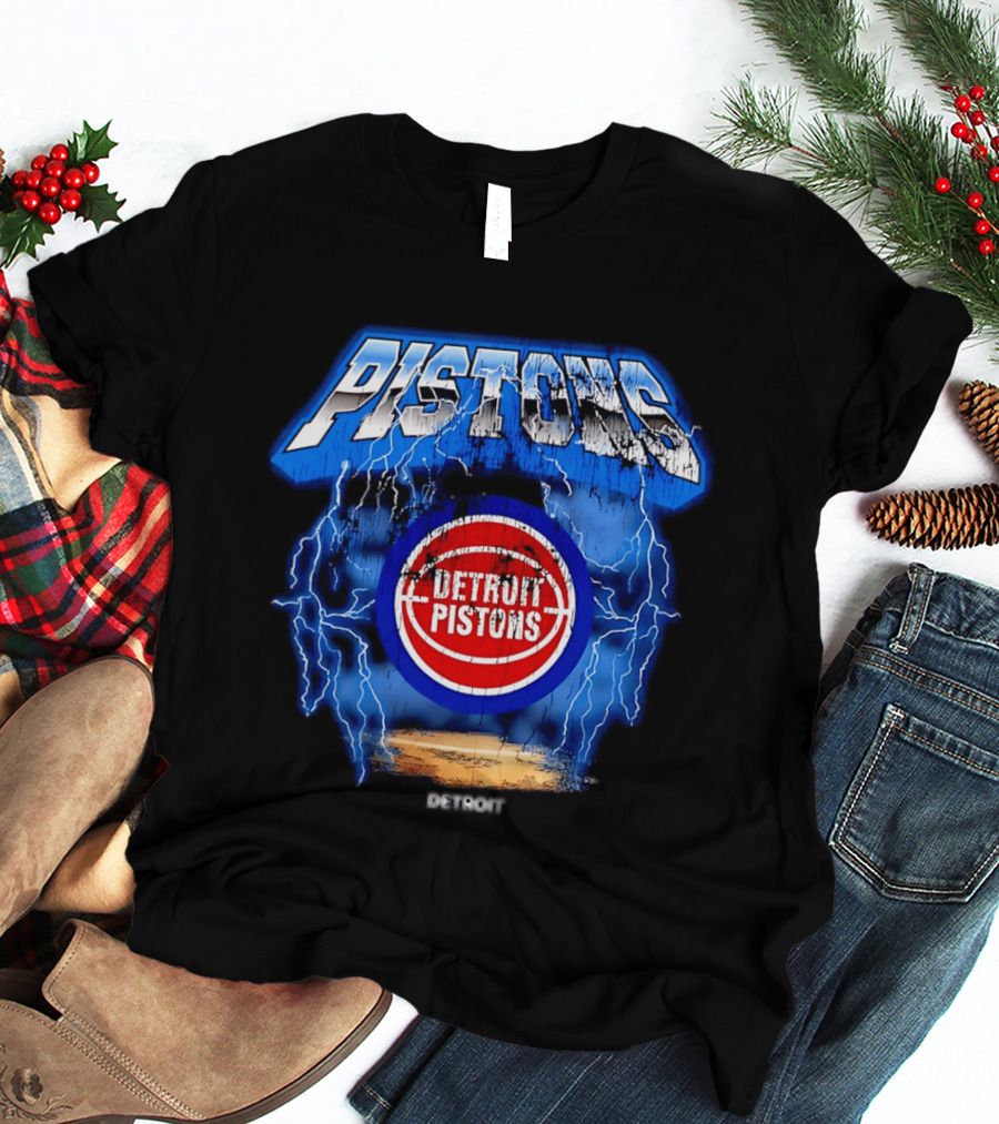 Detroit Pistons Lightning Effects Blue Electric Impact T-Shirt