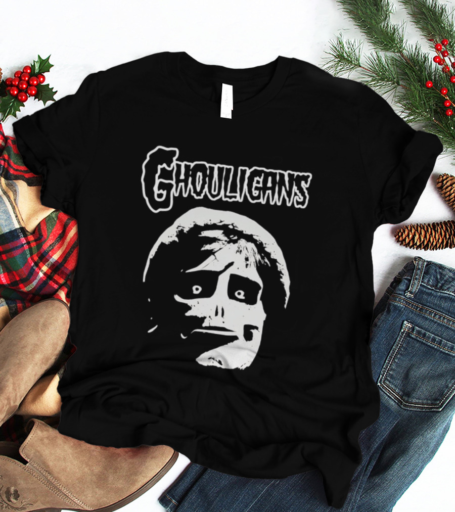 Ghouligans Classic Horror Punk Skull Face White T-Shirt